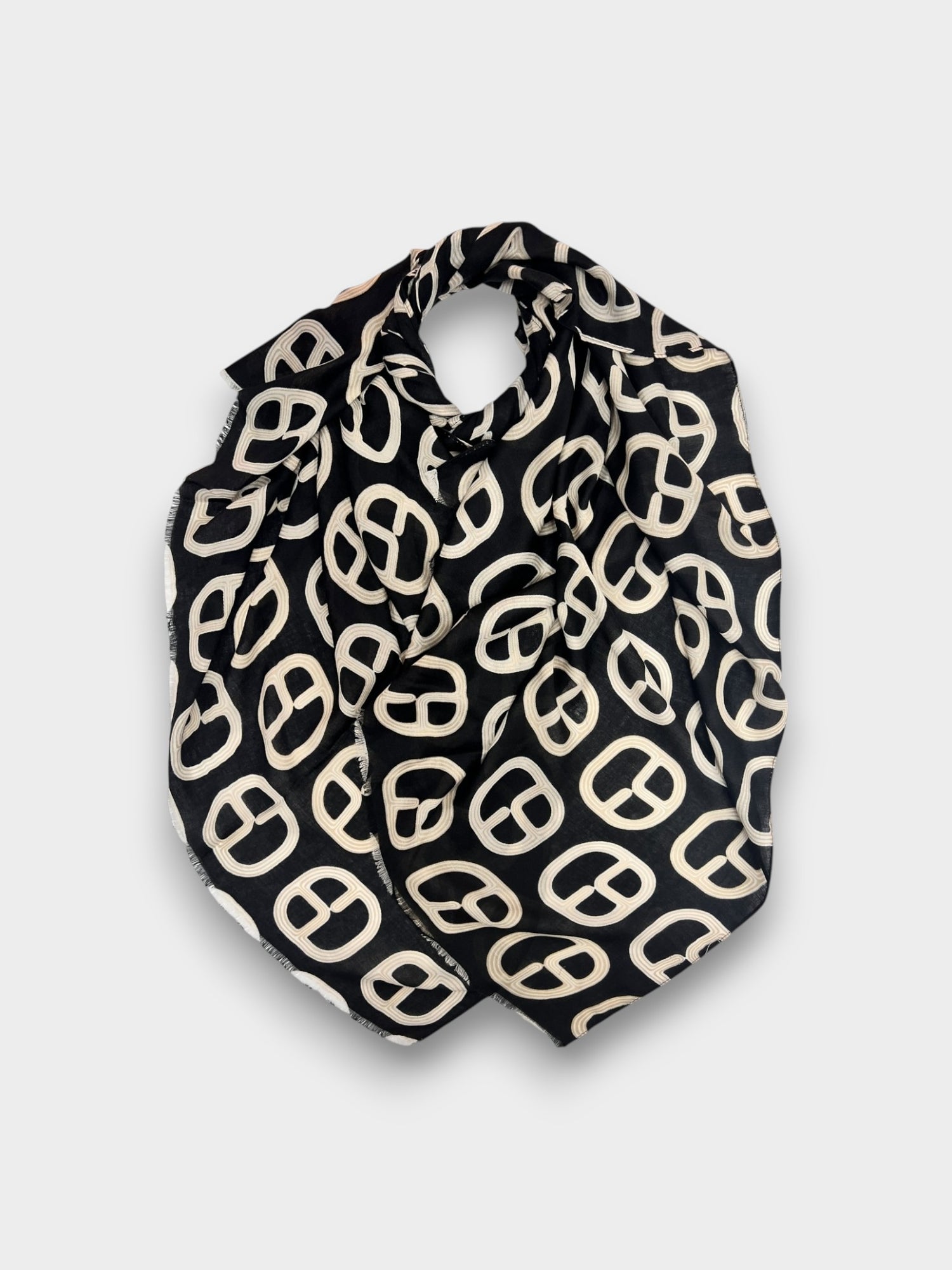 Buckle chain print scarf - Black