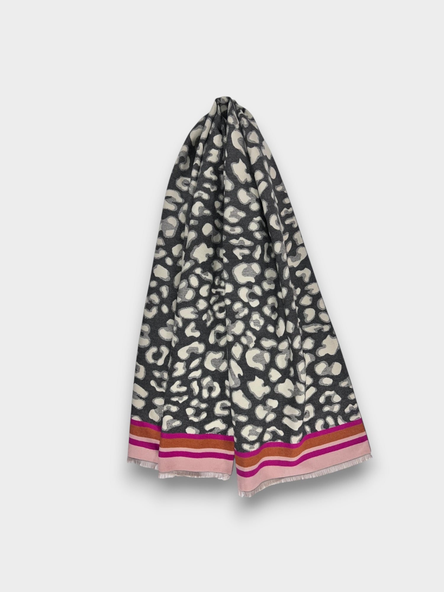 Leopard print with colouful border cashmere blend - Pink