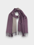 Two tone plain cashmere blend scarf with tassels