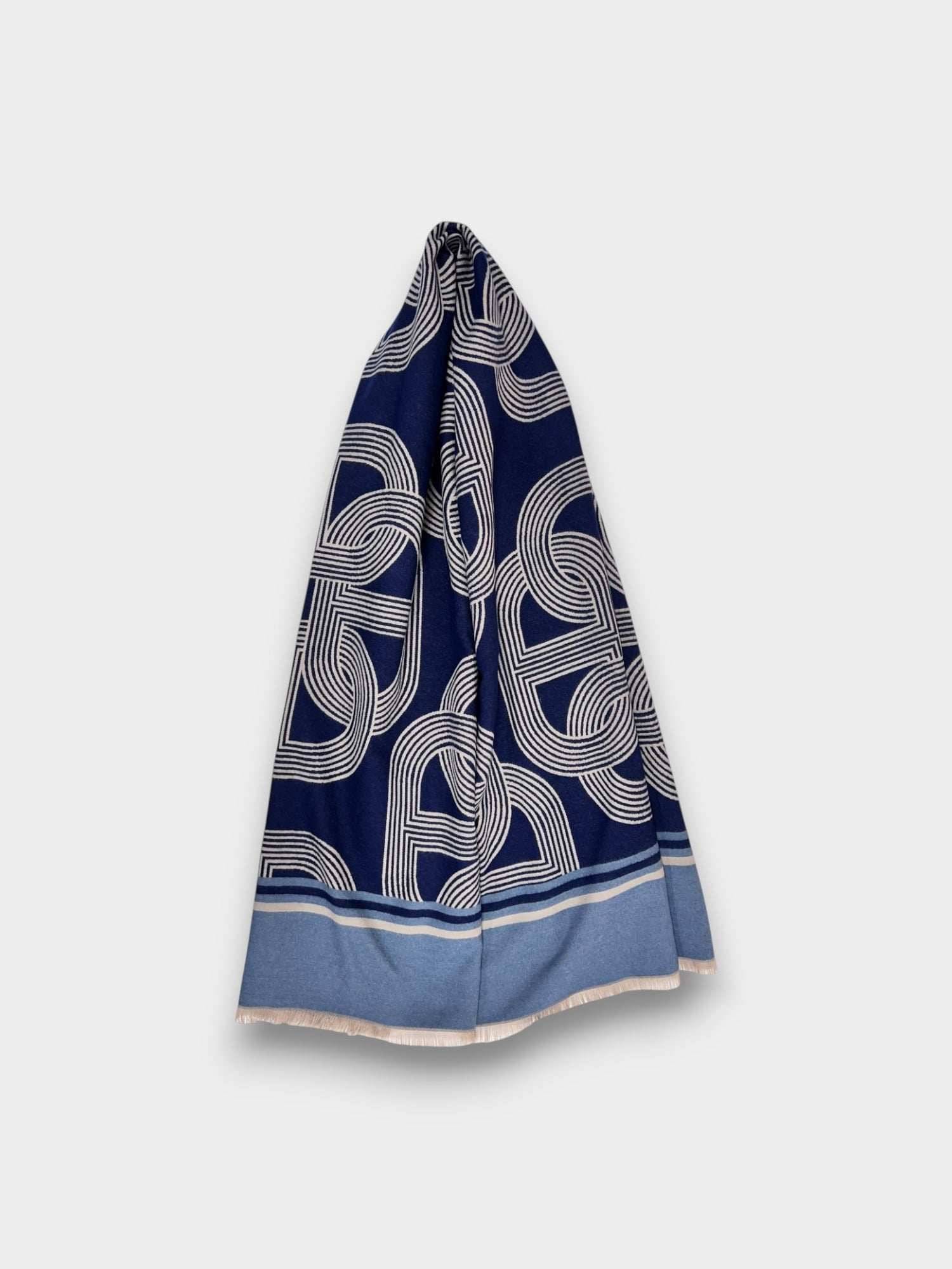 Cashmere blend chain link print - Blue