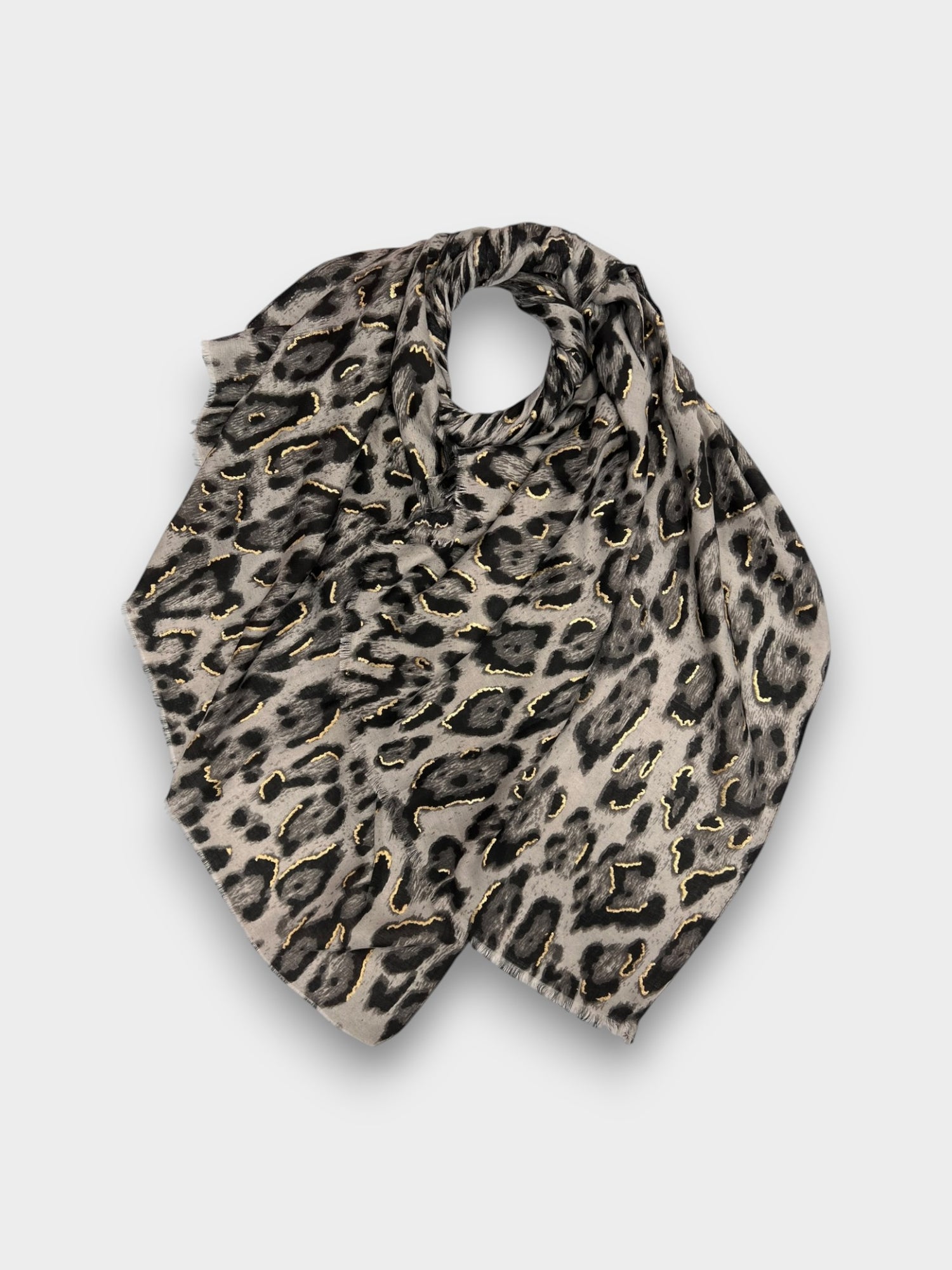Classic Leopard Print with Golden Flakes - Gray