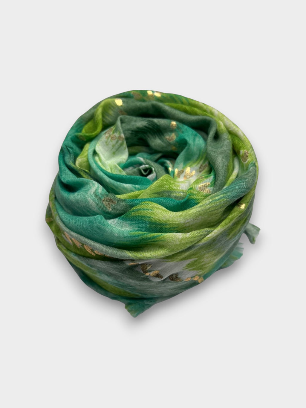 Colourful wave scarf finished with fringes