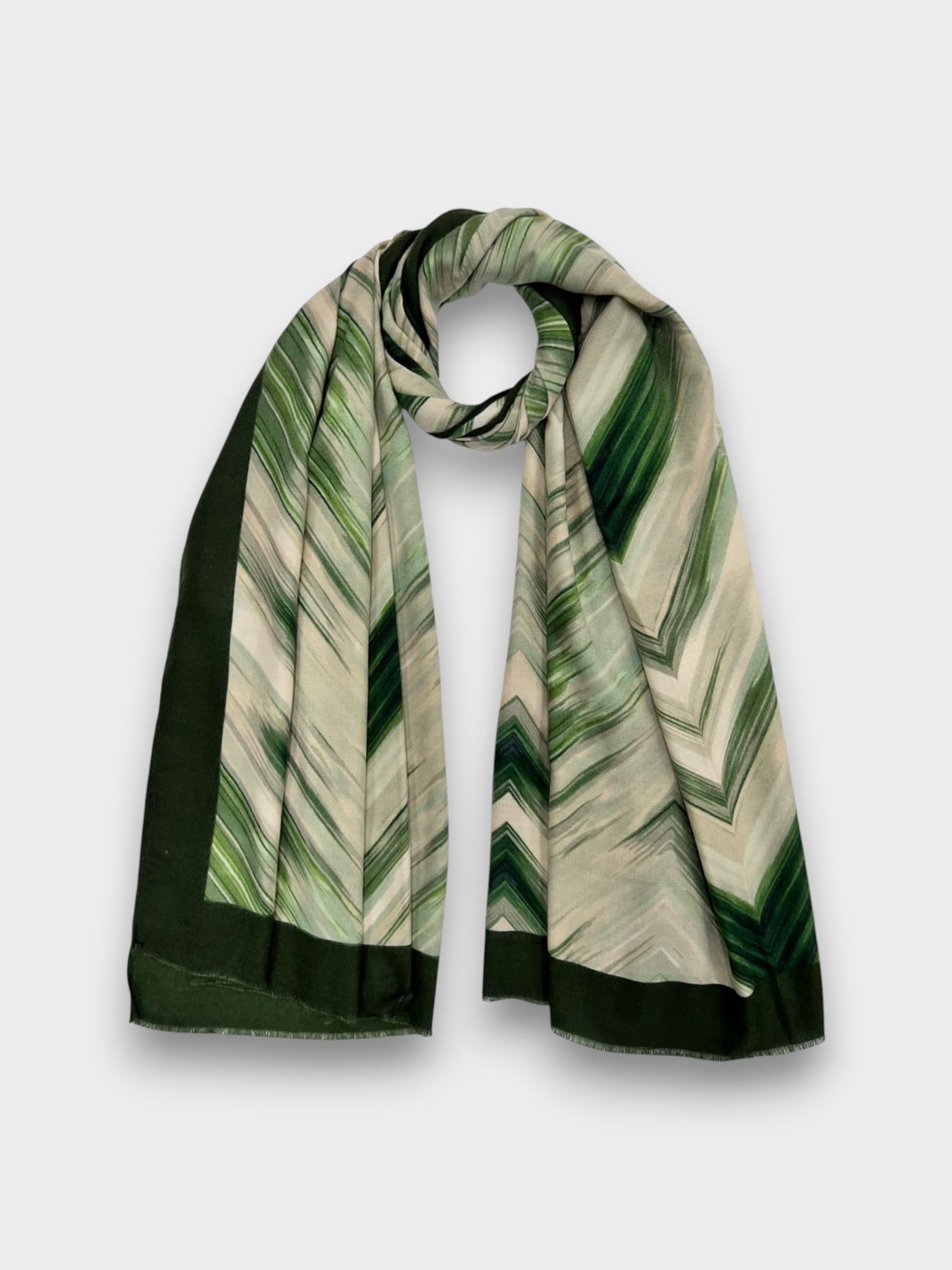 Herringbone print of medium weight scarf - Green
