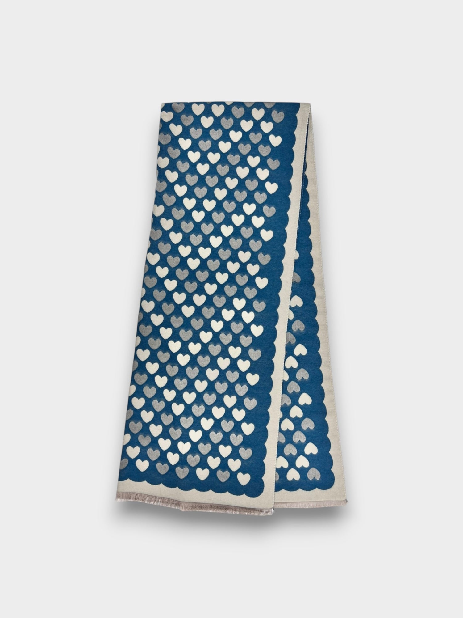 Hearts pattern print on scarf - Teal Blue