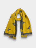 Robin Embroidered Print Winter Scarf on Reversible Cashmere Blend