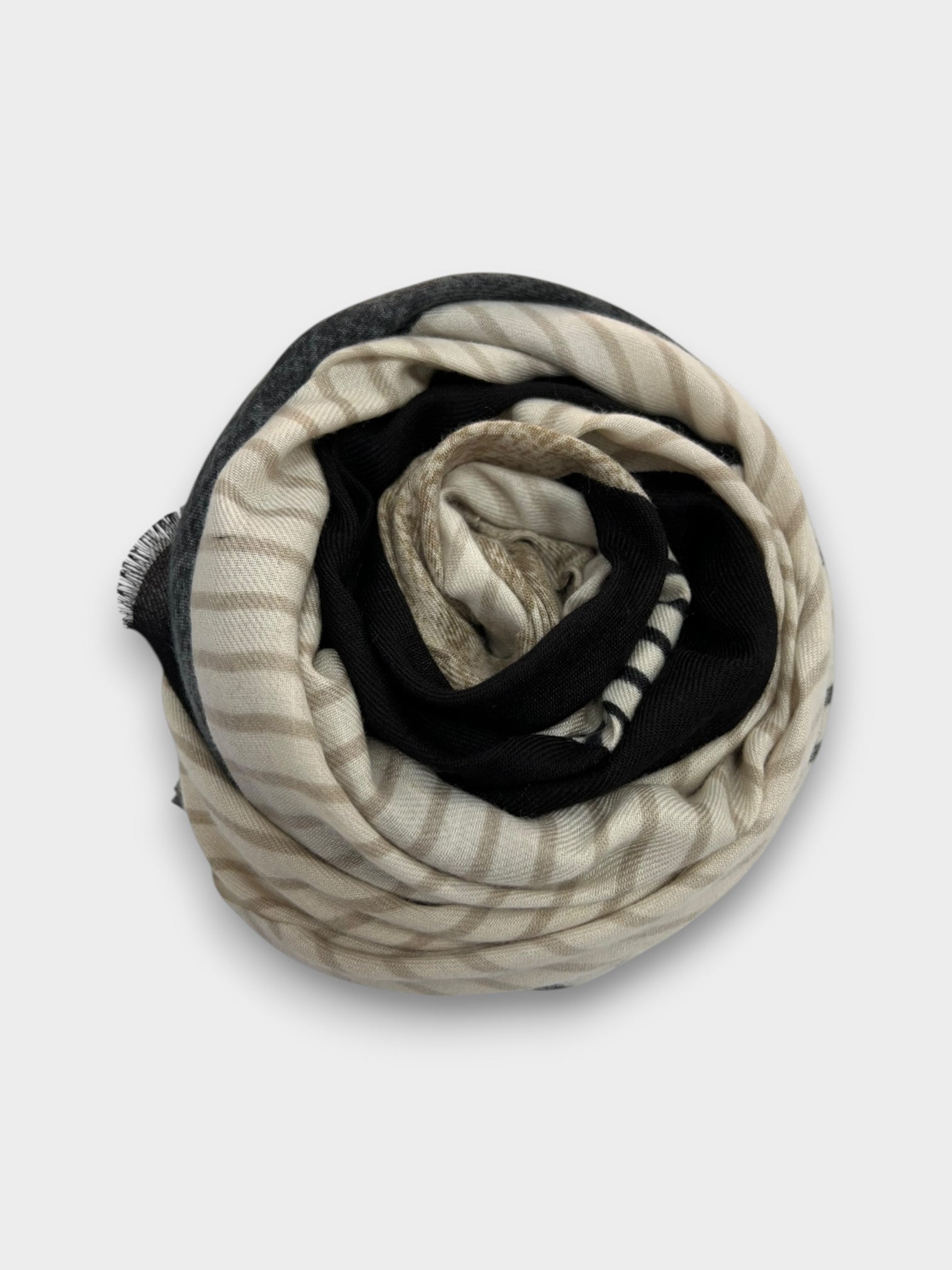 Monochrome Stripe Wool Blend Scarf medium weight