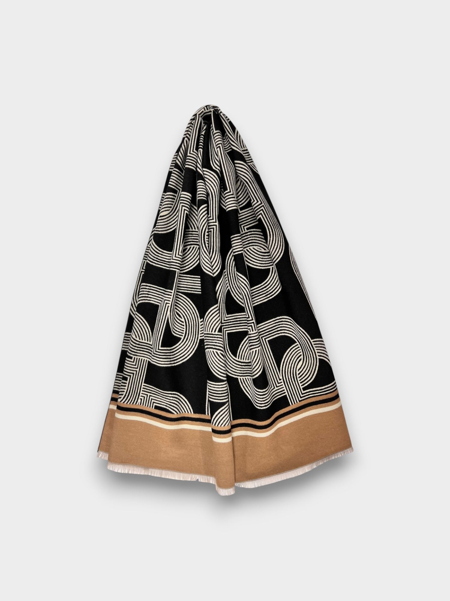 Cashmere blend chain link print - Black