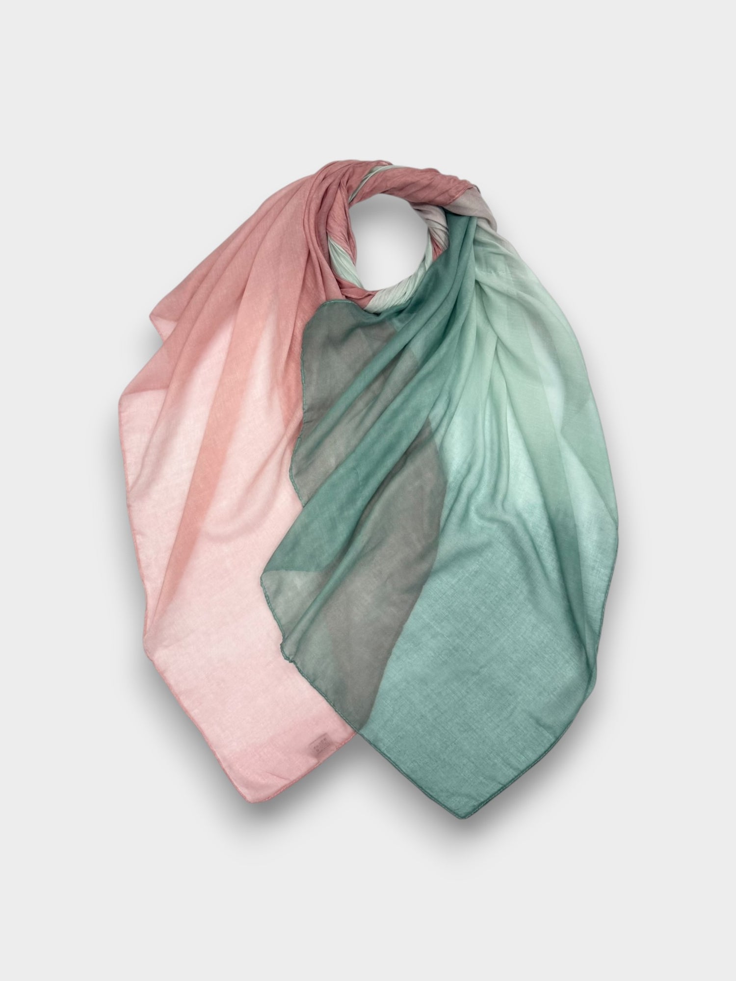 Ombre Lightweight Cotton Viscose Scarf - Pink Teal