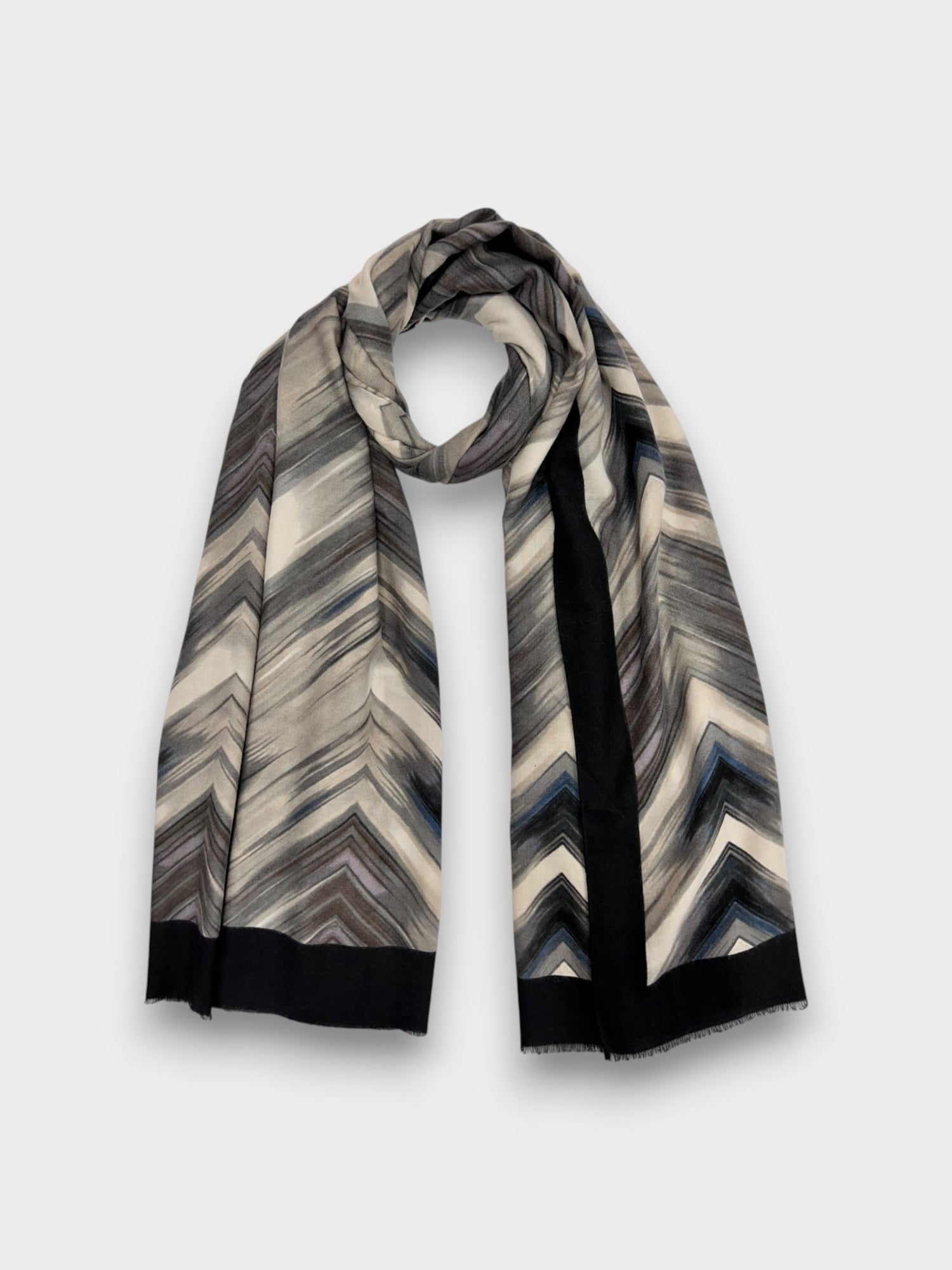 Herringbone print of medium weight scarf - Black