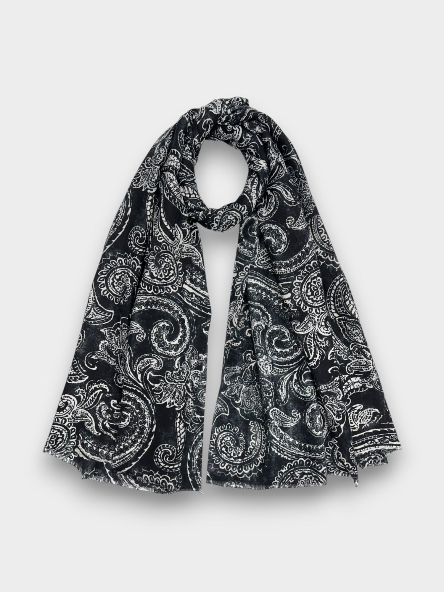 Paisley print of medium weight scarf - Black