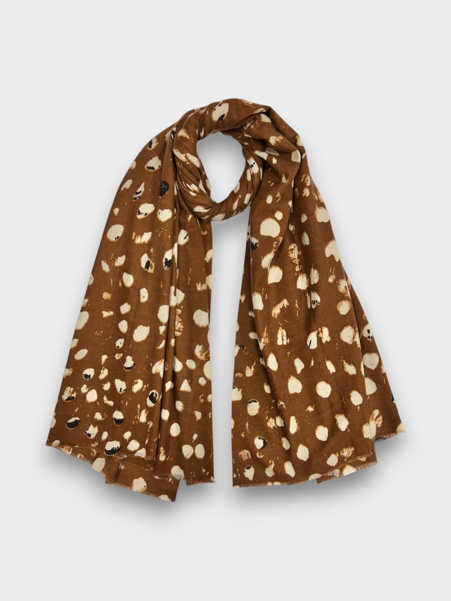 Spotty print of medium weight scarf - Brown