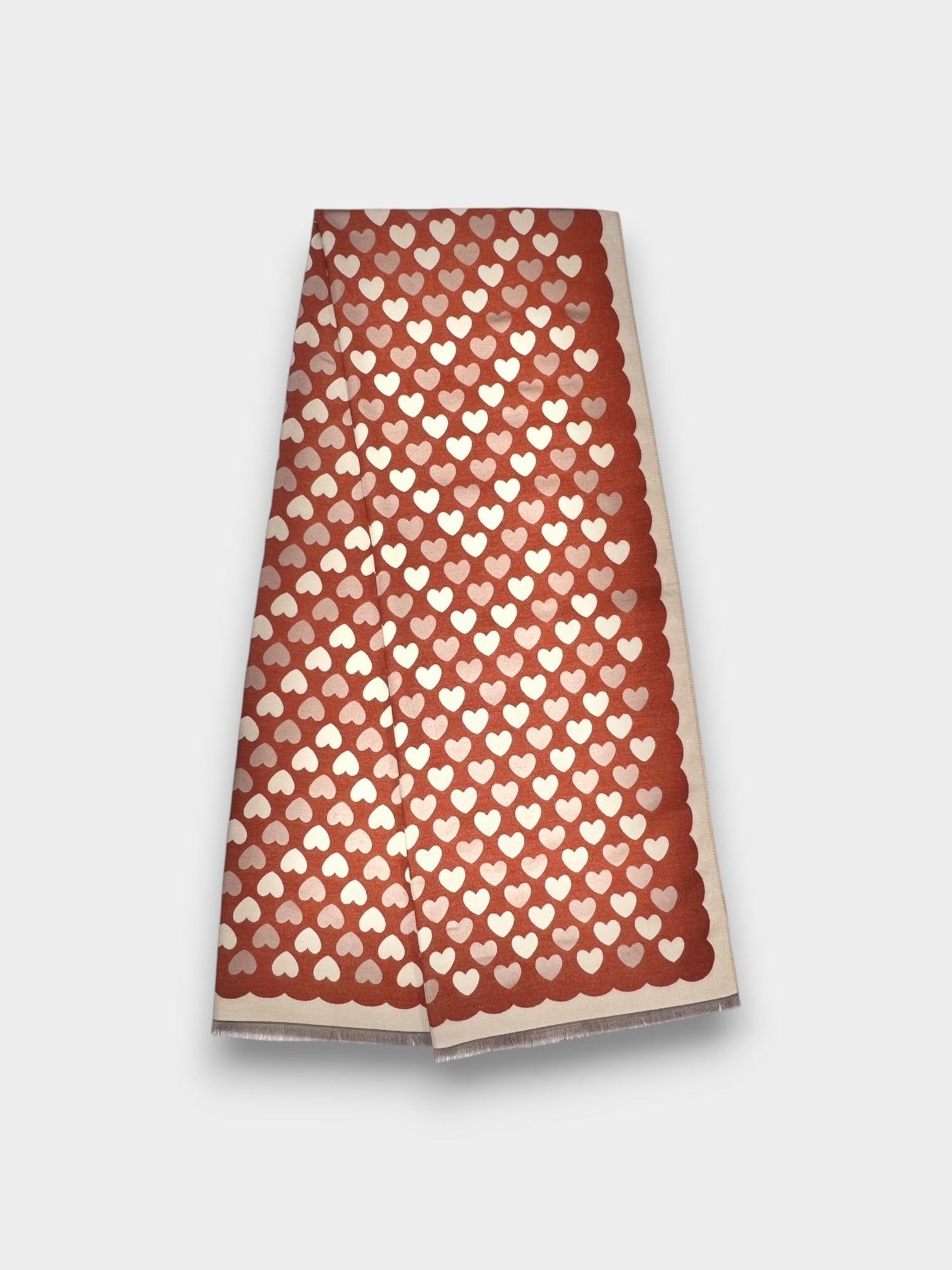 Hearts pattern print on scarf - Rust Orange