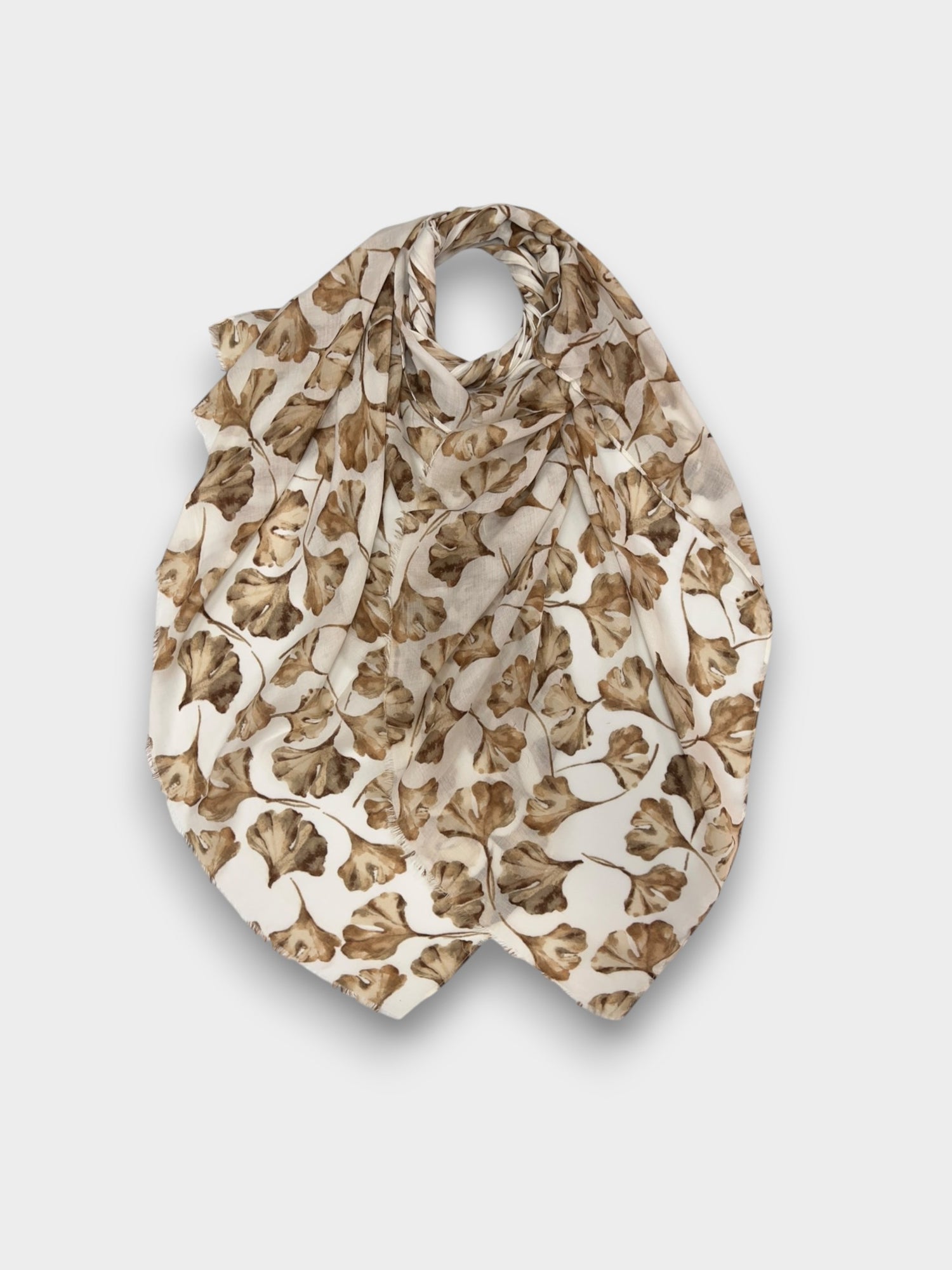 Ginko leaves print scarf - Beige
