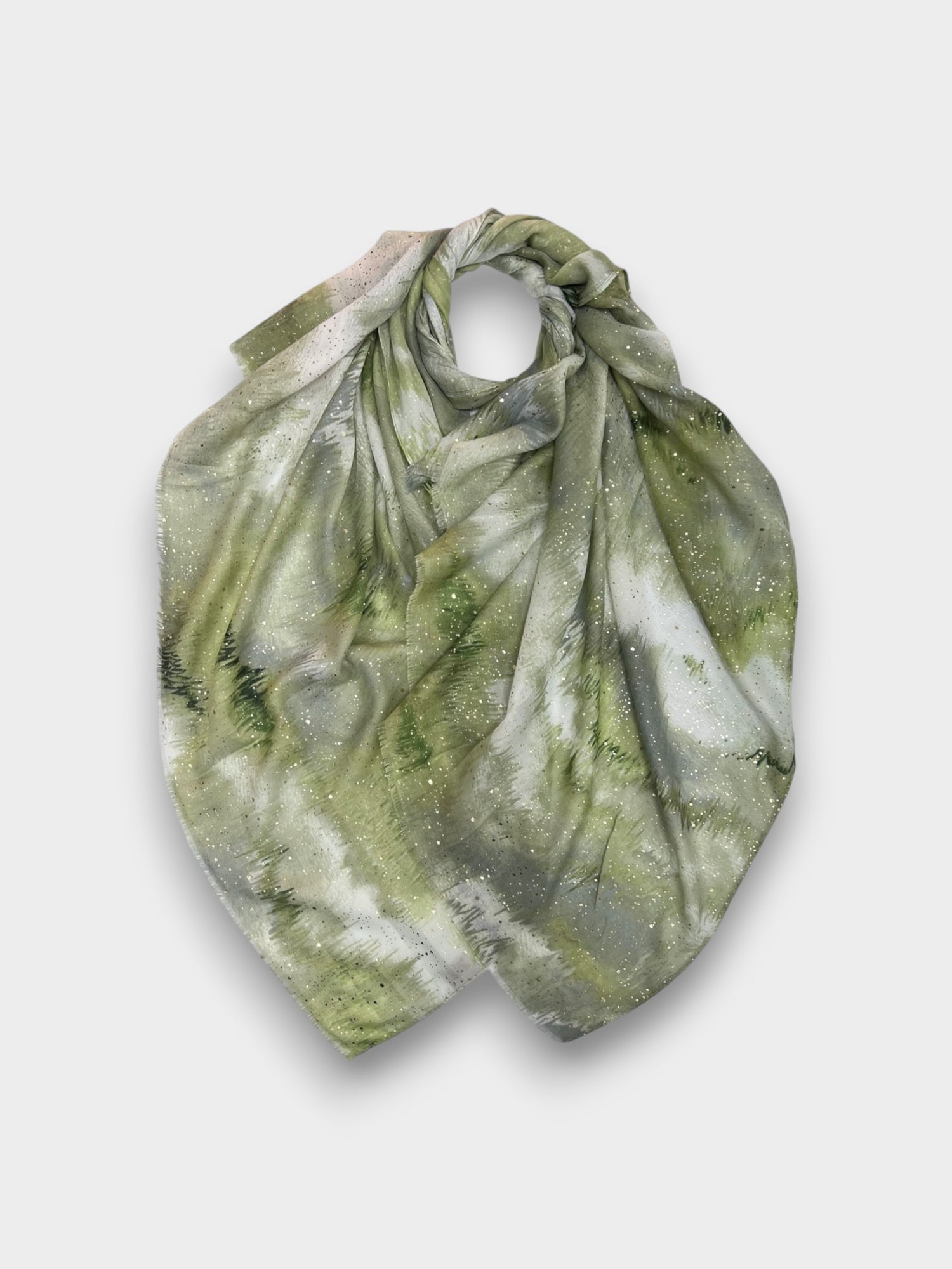 Abstract brush strokes print on medium weight scarf - Green