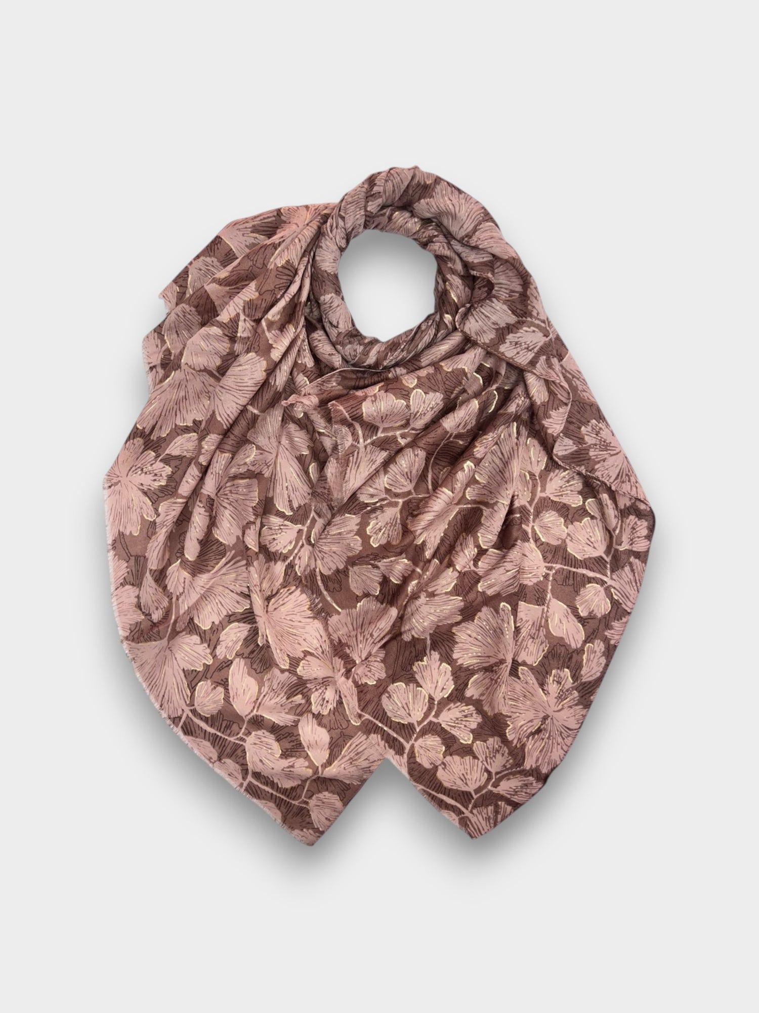 Autumn Gooseberry Leaves print with Gold foil - Dusty Pink