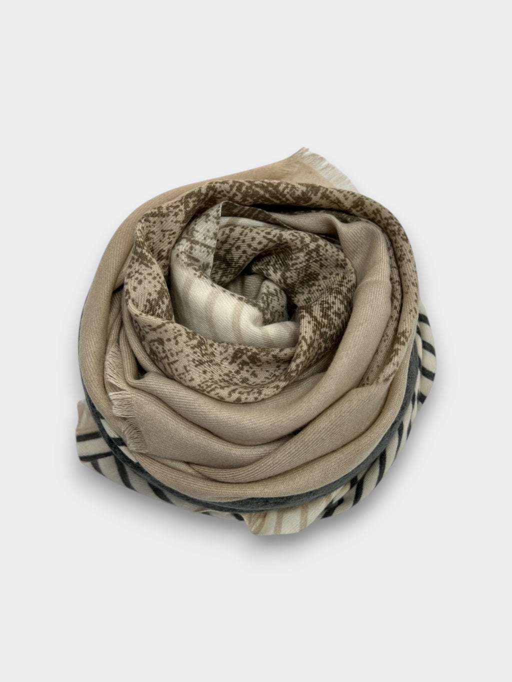 Monochrome Stripe Wool Blend Scarf medium weight