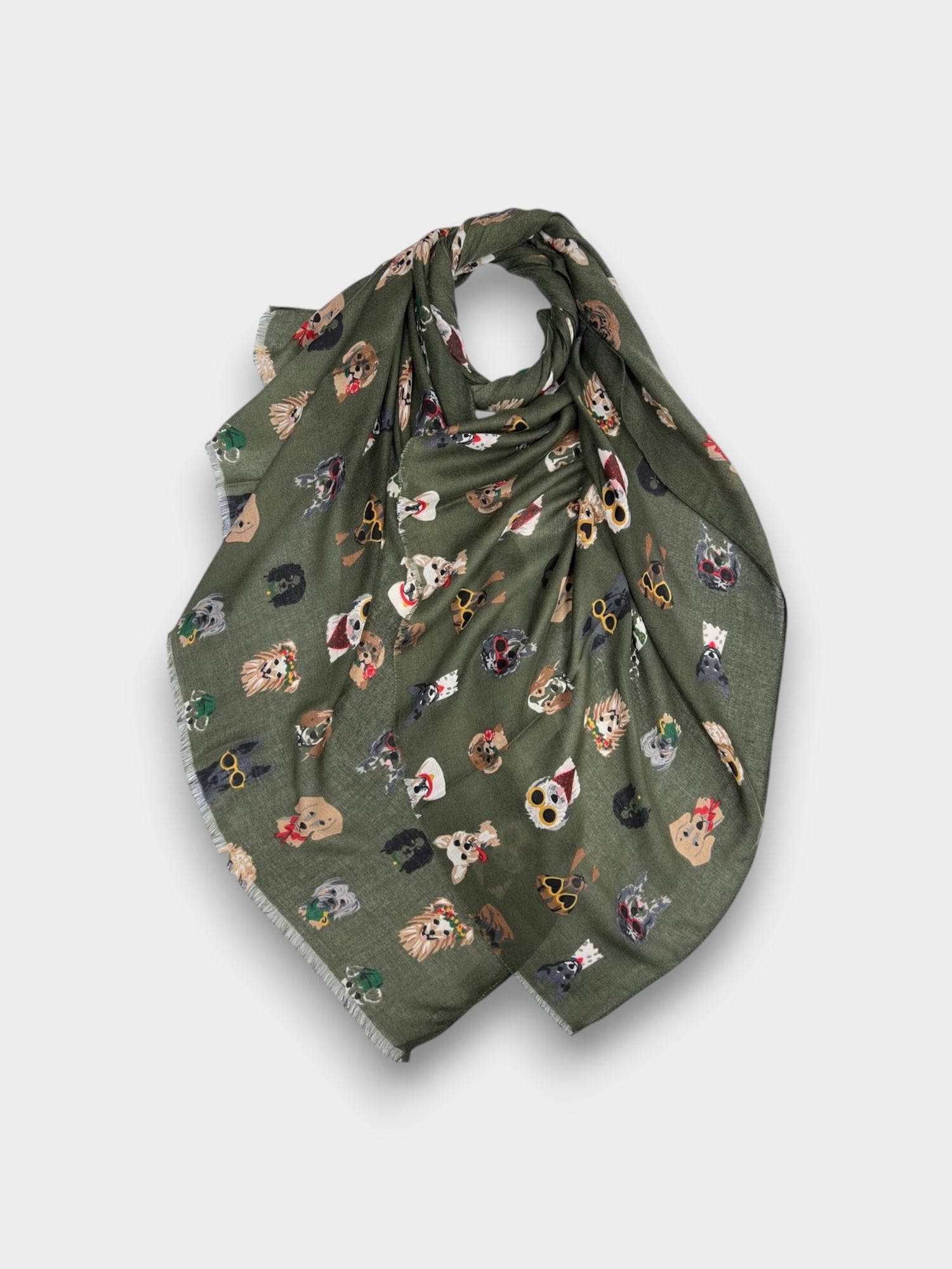 Festive Dog Print - Khaki