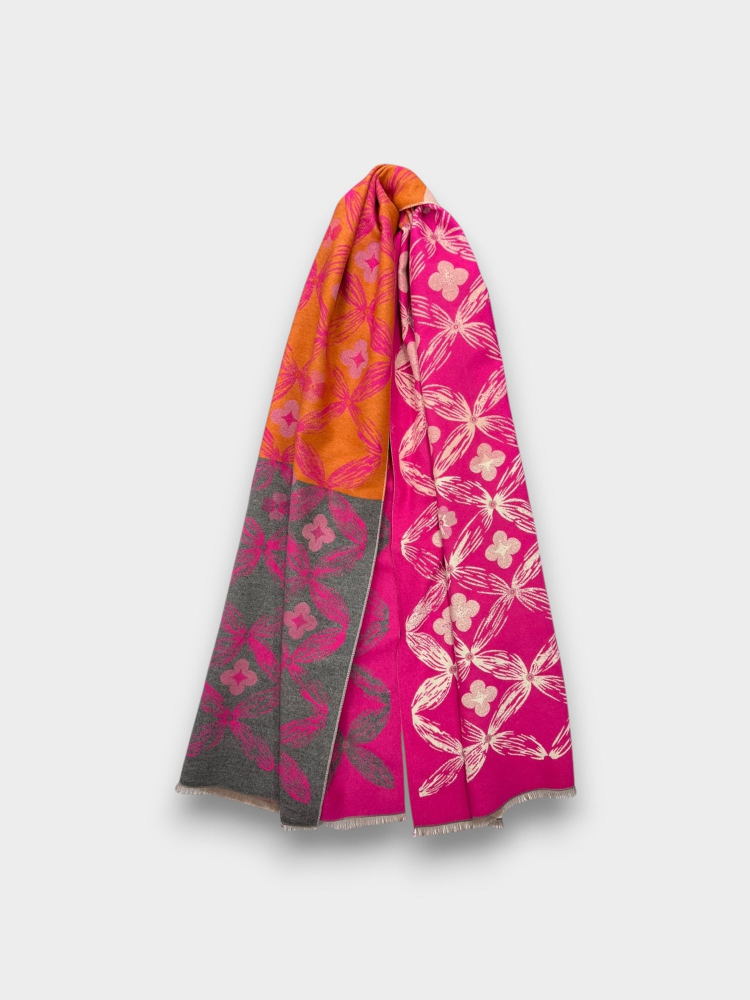 Geometric Bloom Cashmere Blend Scarf - Pink