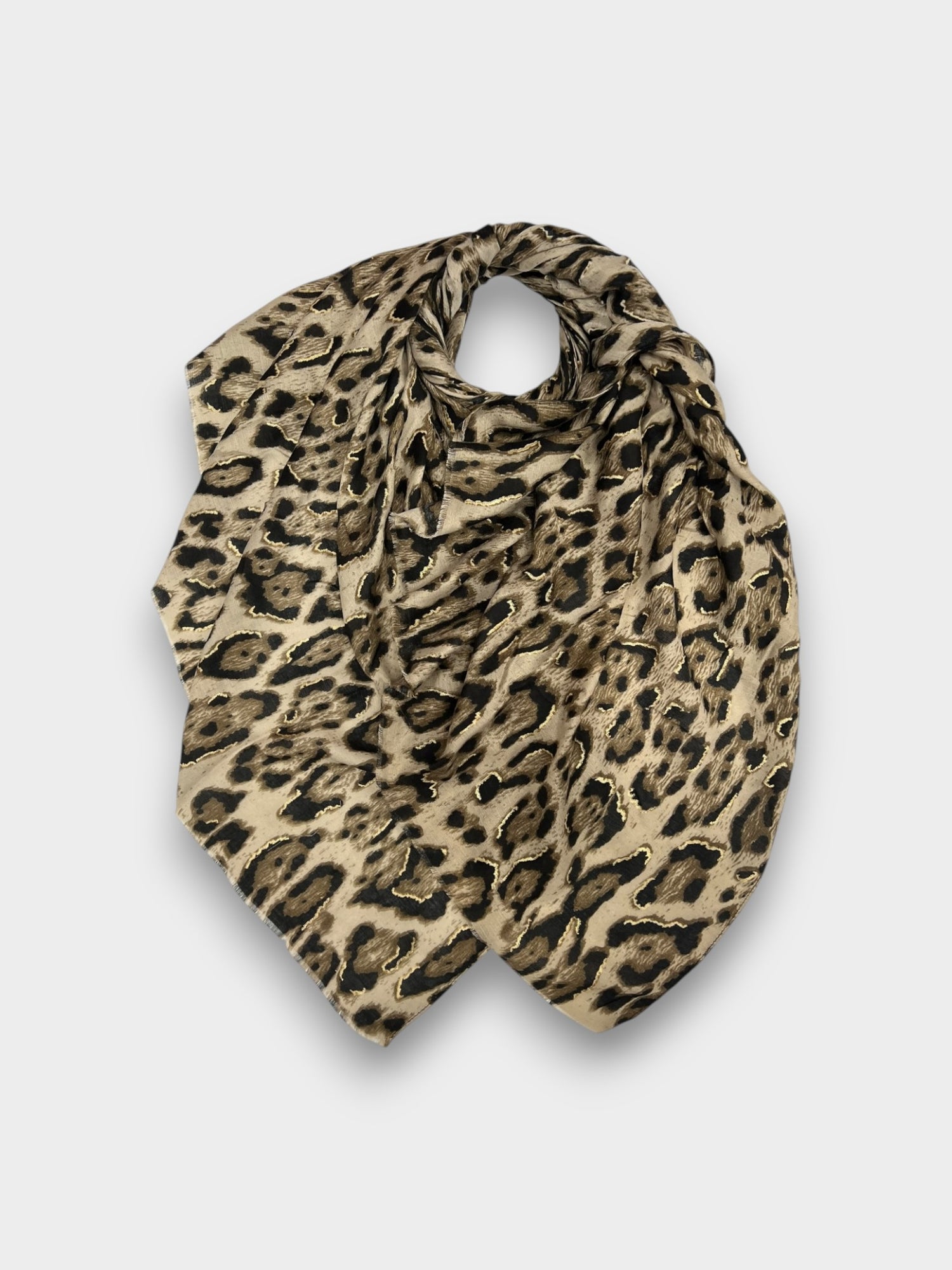Classic Leopard Print with Golden Flakes - Taupe