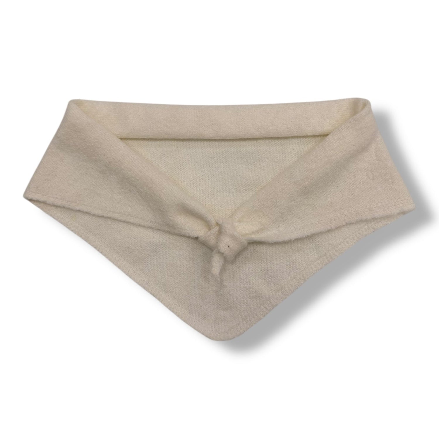 Triangle knitted wool scarf - Cream