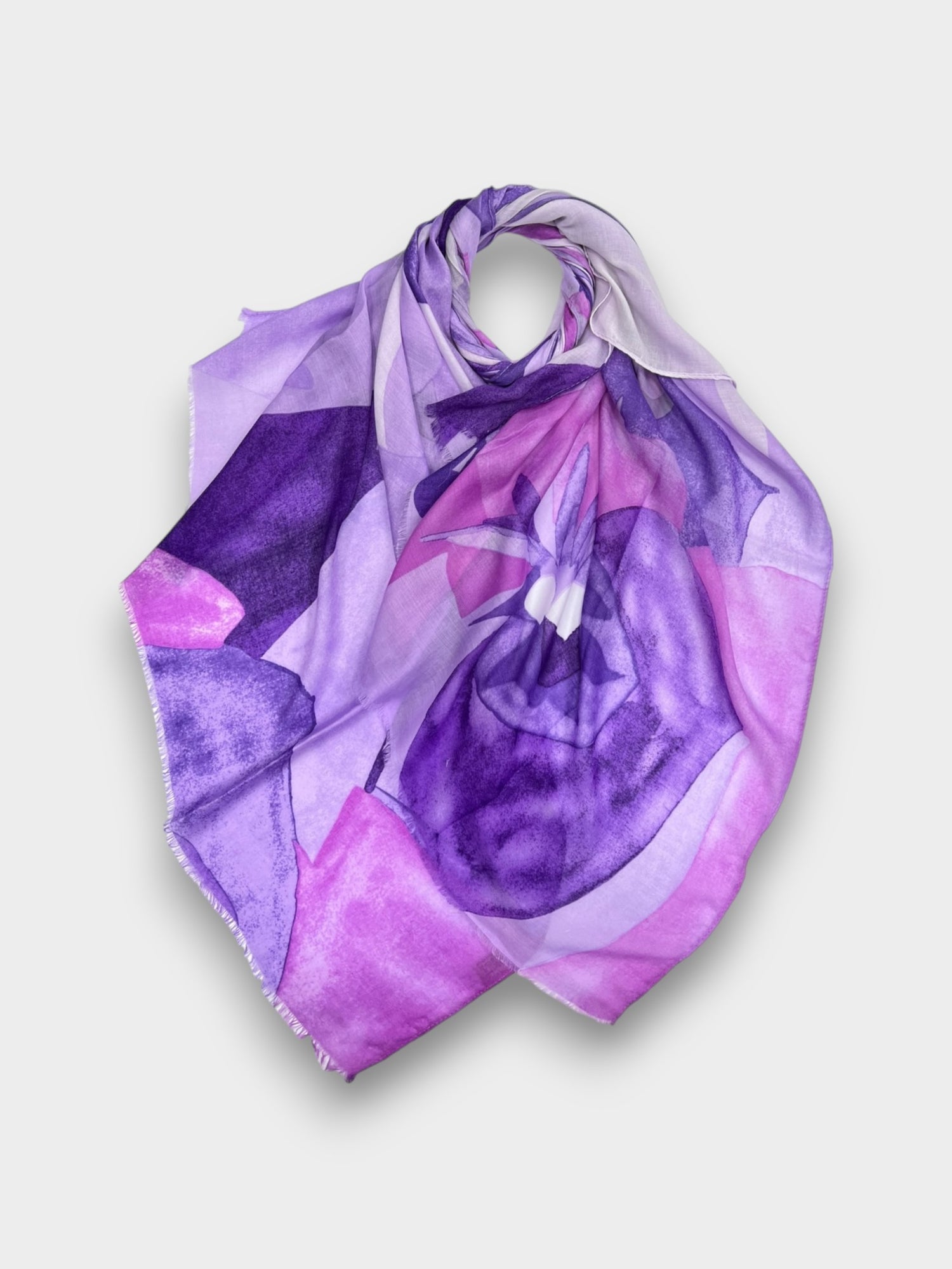 Soft Abstract painting on solid canvas scarf - Purple