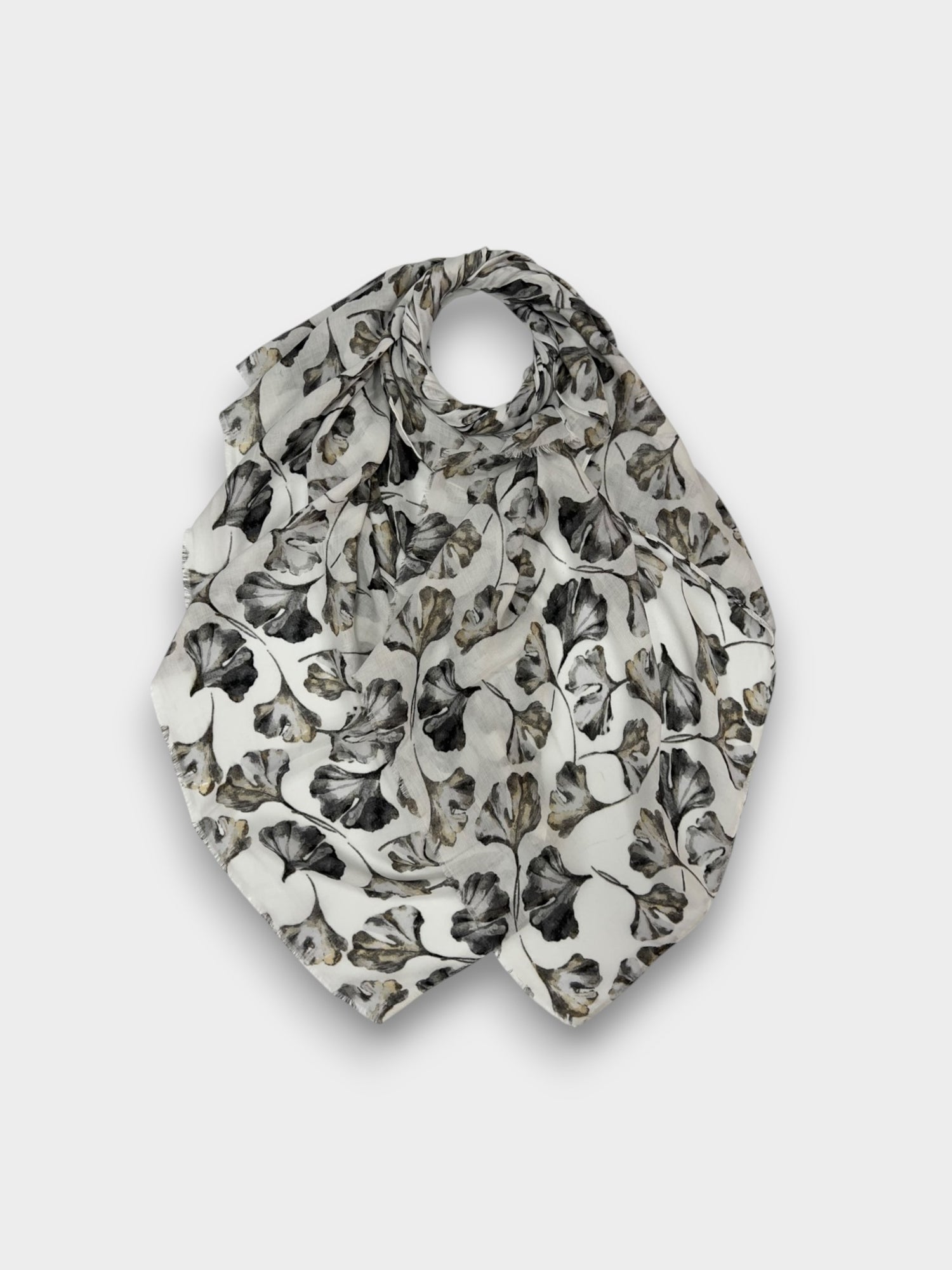 Ginko leaves print scarf - Gray