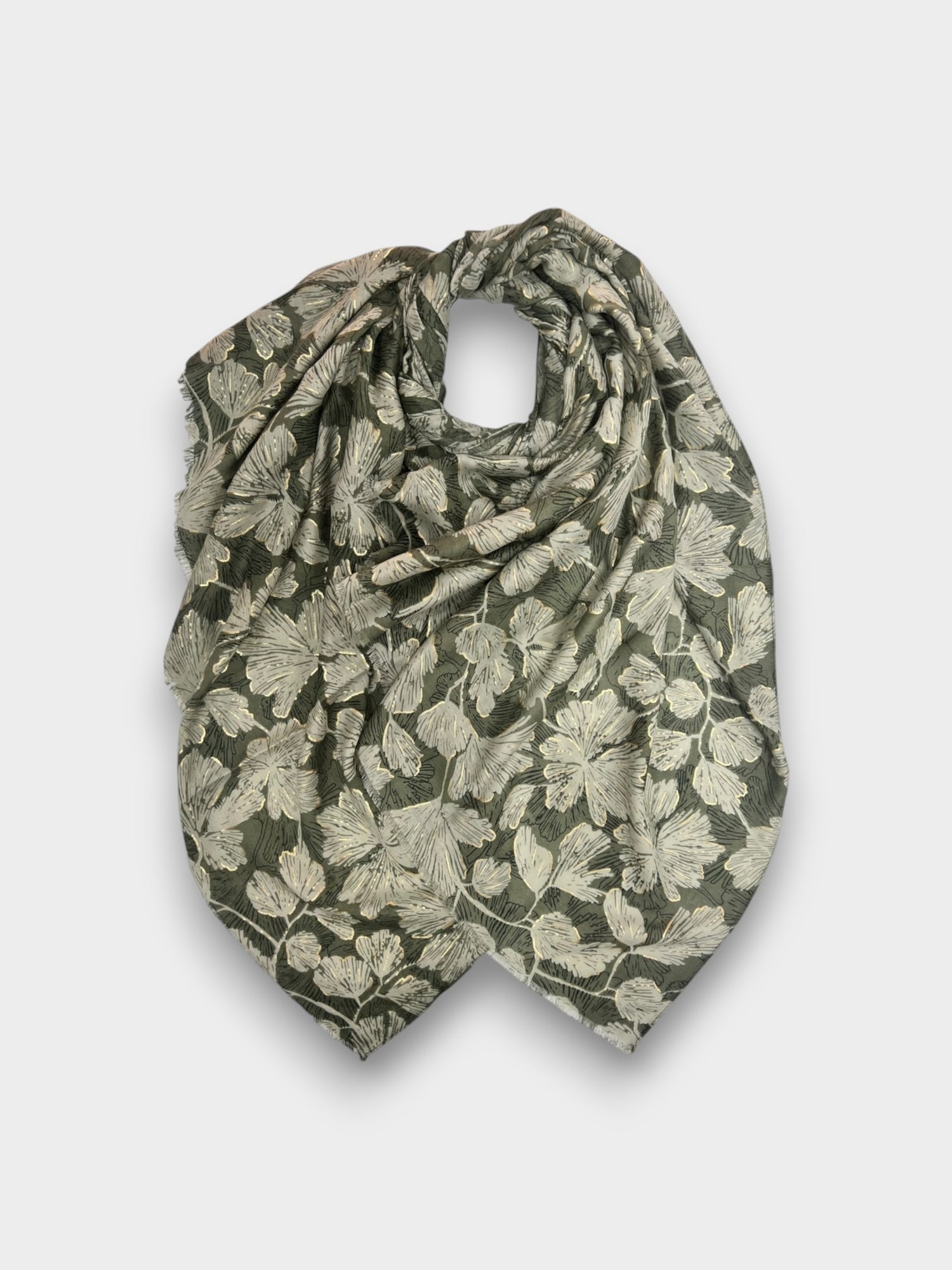 Autumn Gooseberry Leaves print with Gold foil - Green