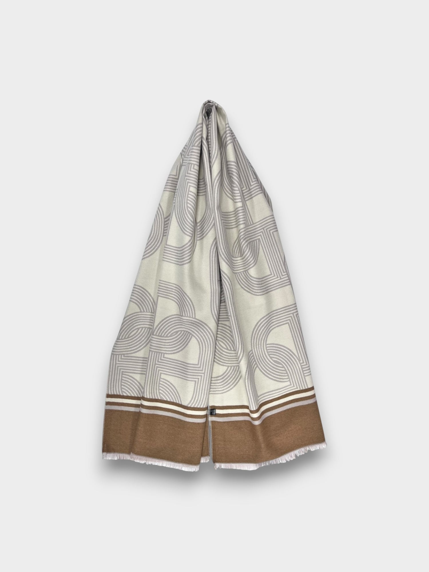 Cashmere blend chain link print - Cream