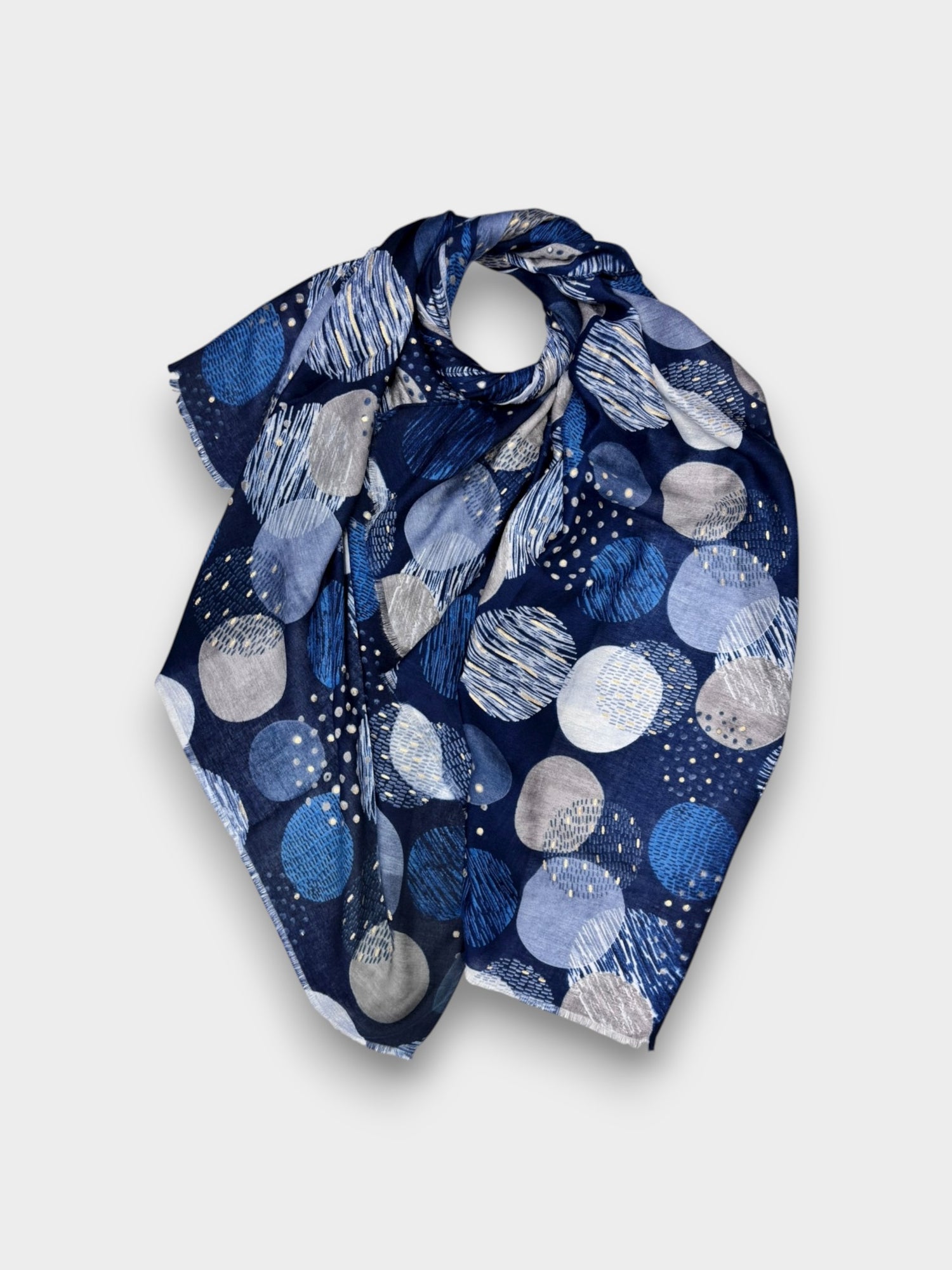 Planets Abstract Print Scarf - Navy