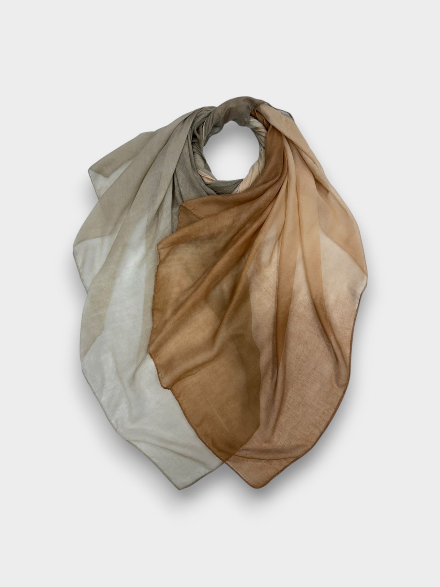 Ombre Lightweight Cotton Viscose Scarf - Beige