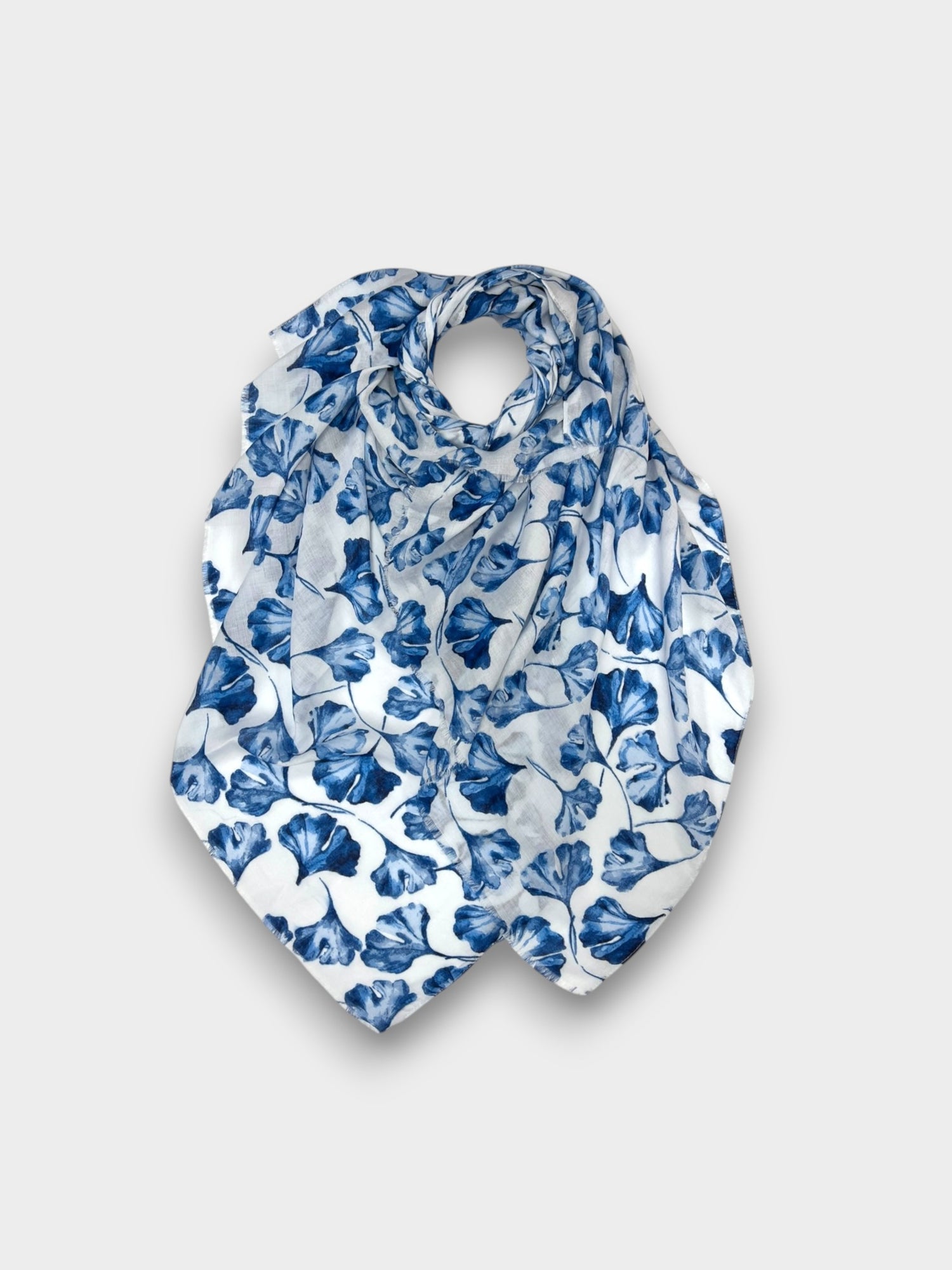 Ginko leaves print scarf - Blue