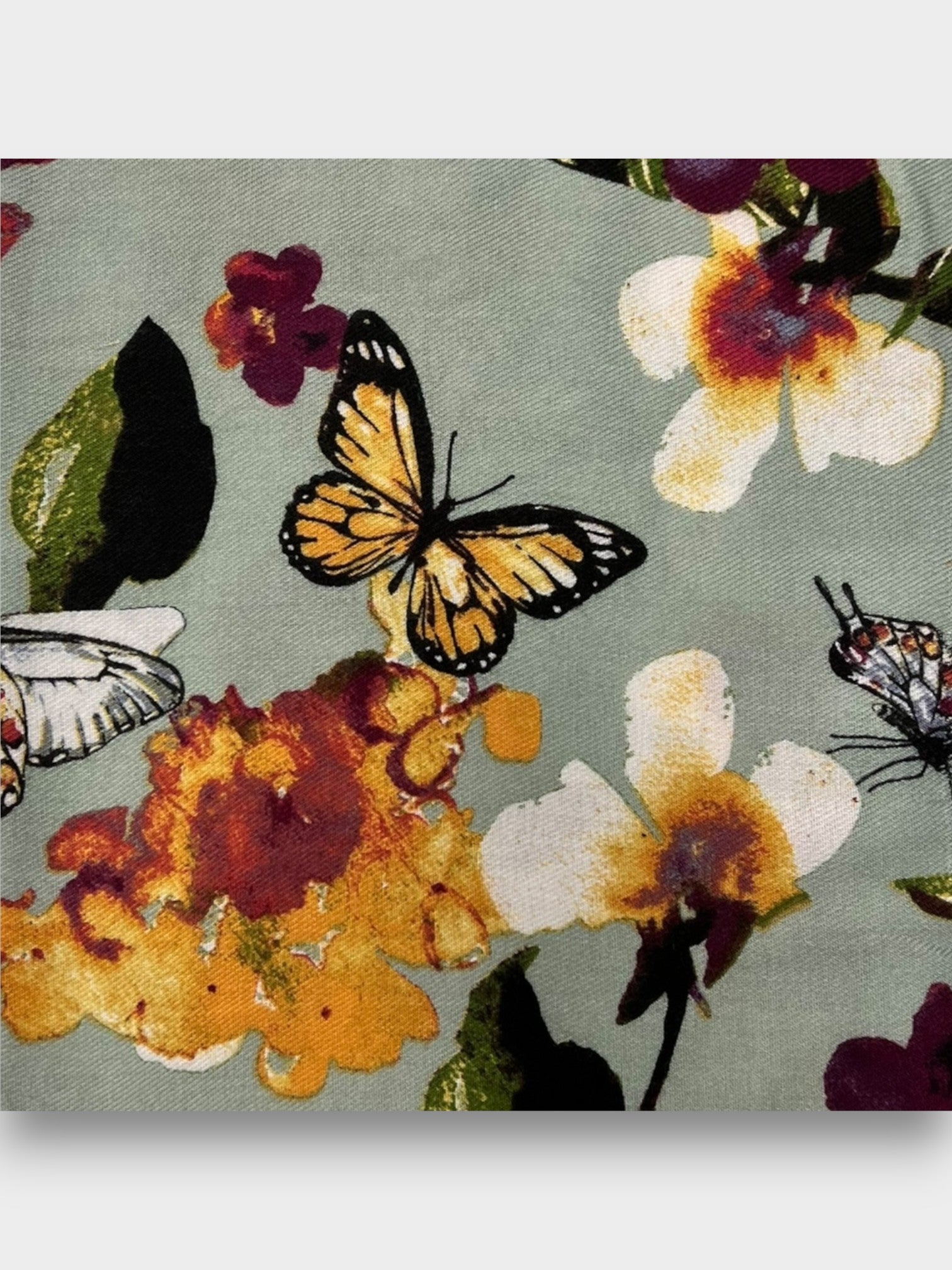Butterfly and Floral Print Scarf