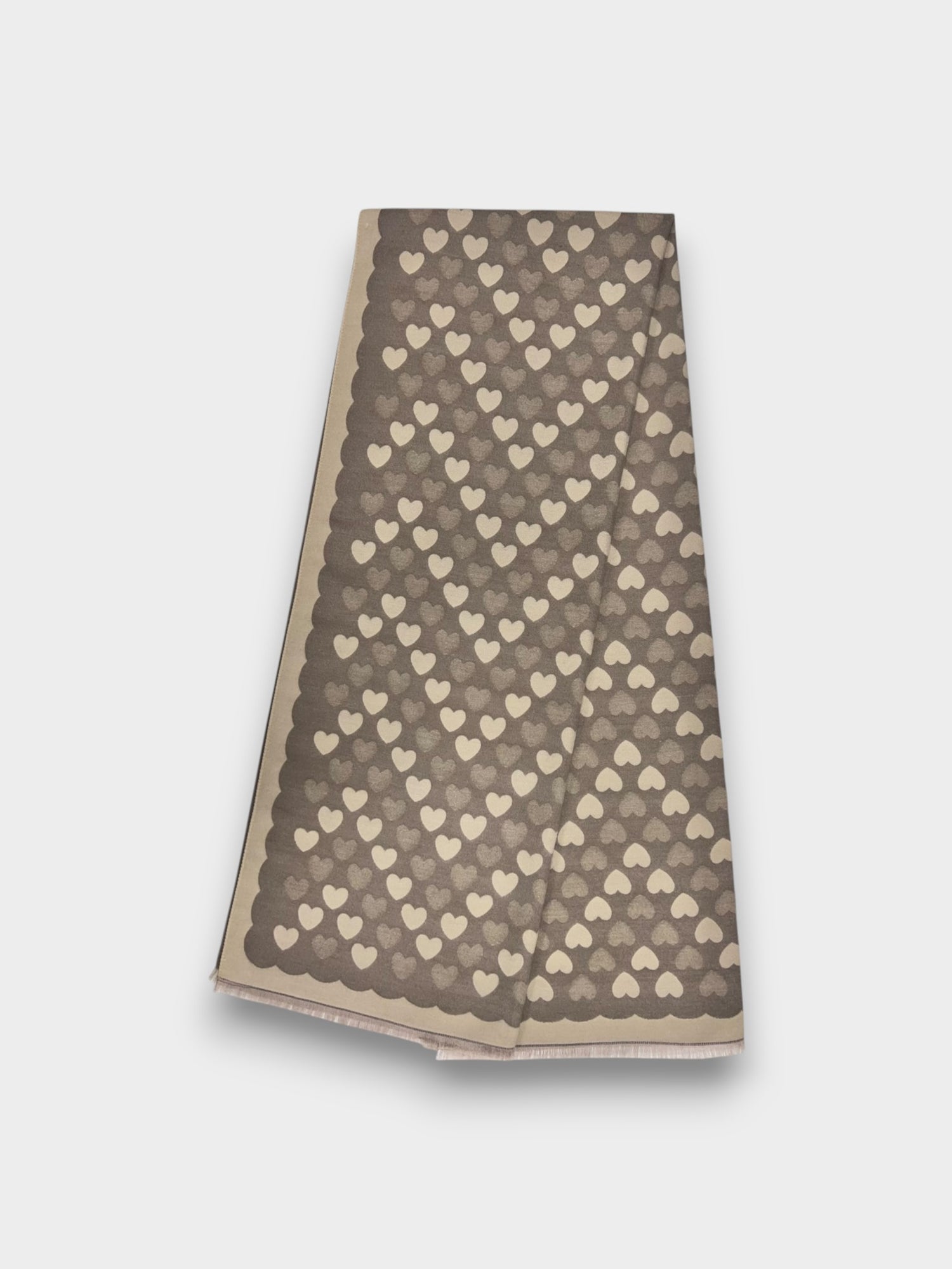 Hearts pattern print on scarf - Beige