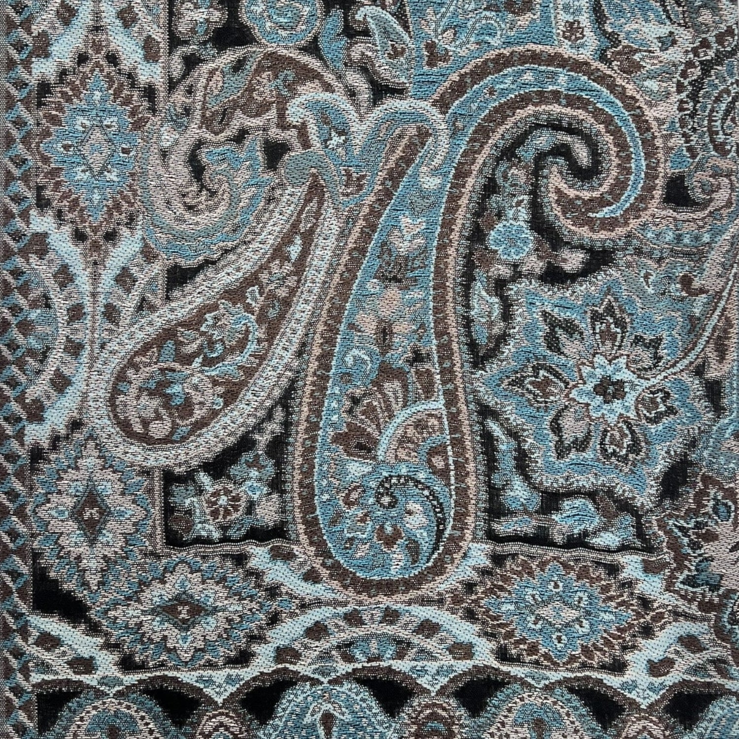 Premium Pash with Paisley print - Black Teal
