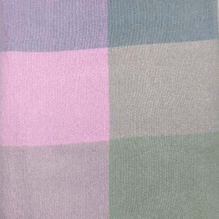Classic Colourful Woolmix Check Winter Scarf with Tassels - Pastels