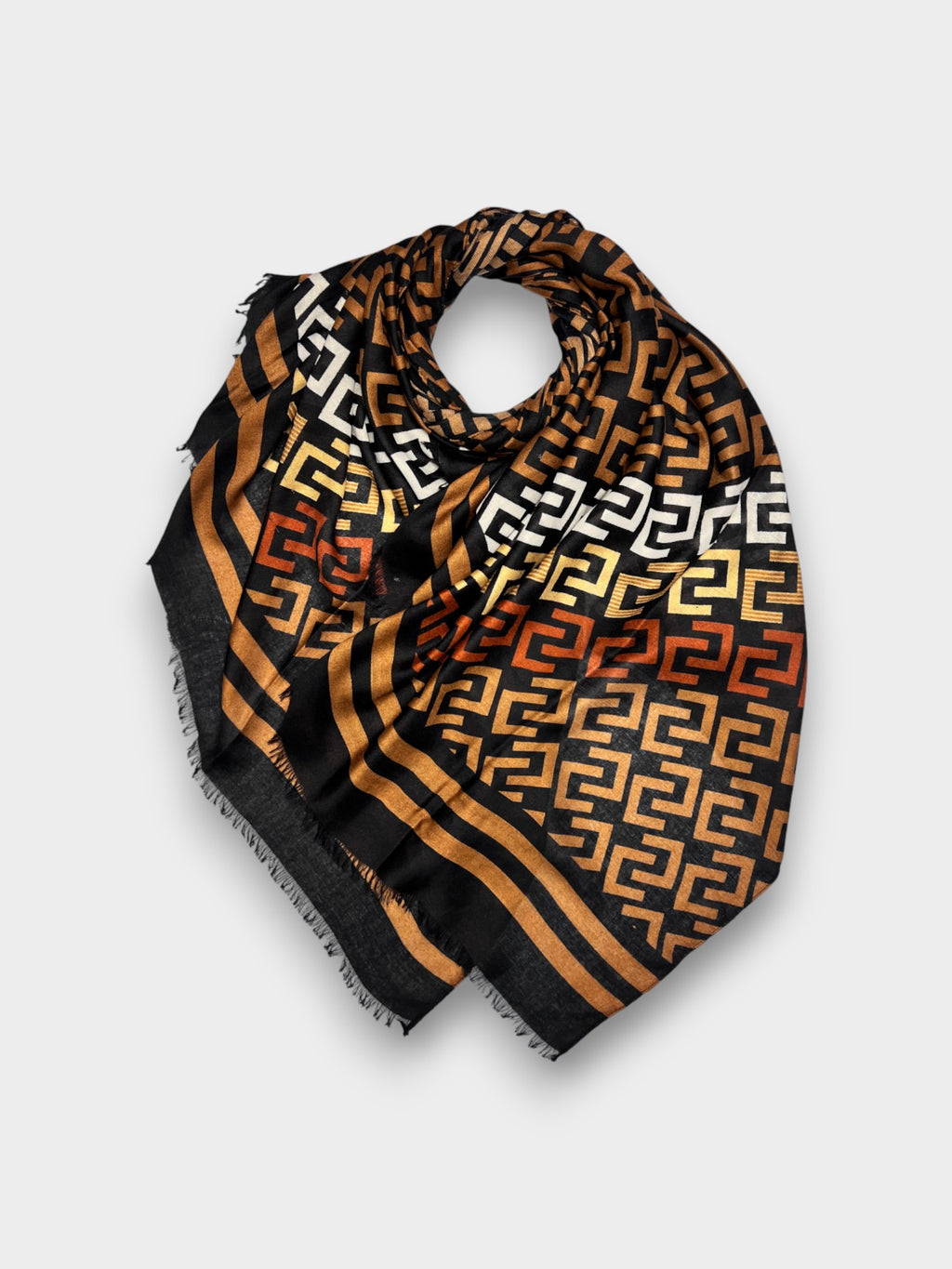C pattern on printed scarf