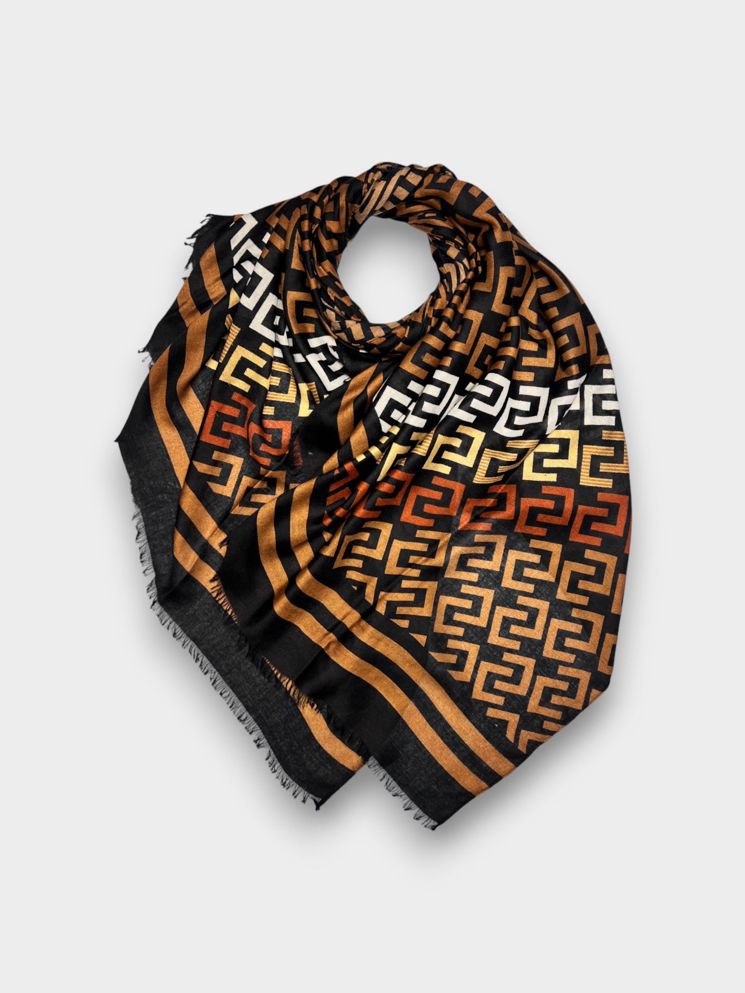 C pattern on printed scarf