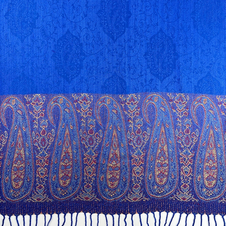 Pashmina - Two Tone Paisley Print - Royal Blue