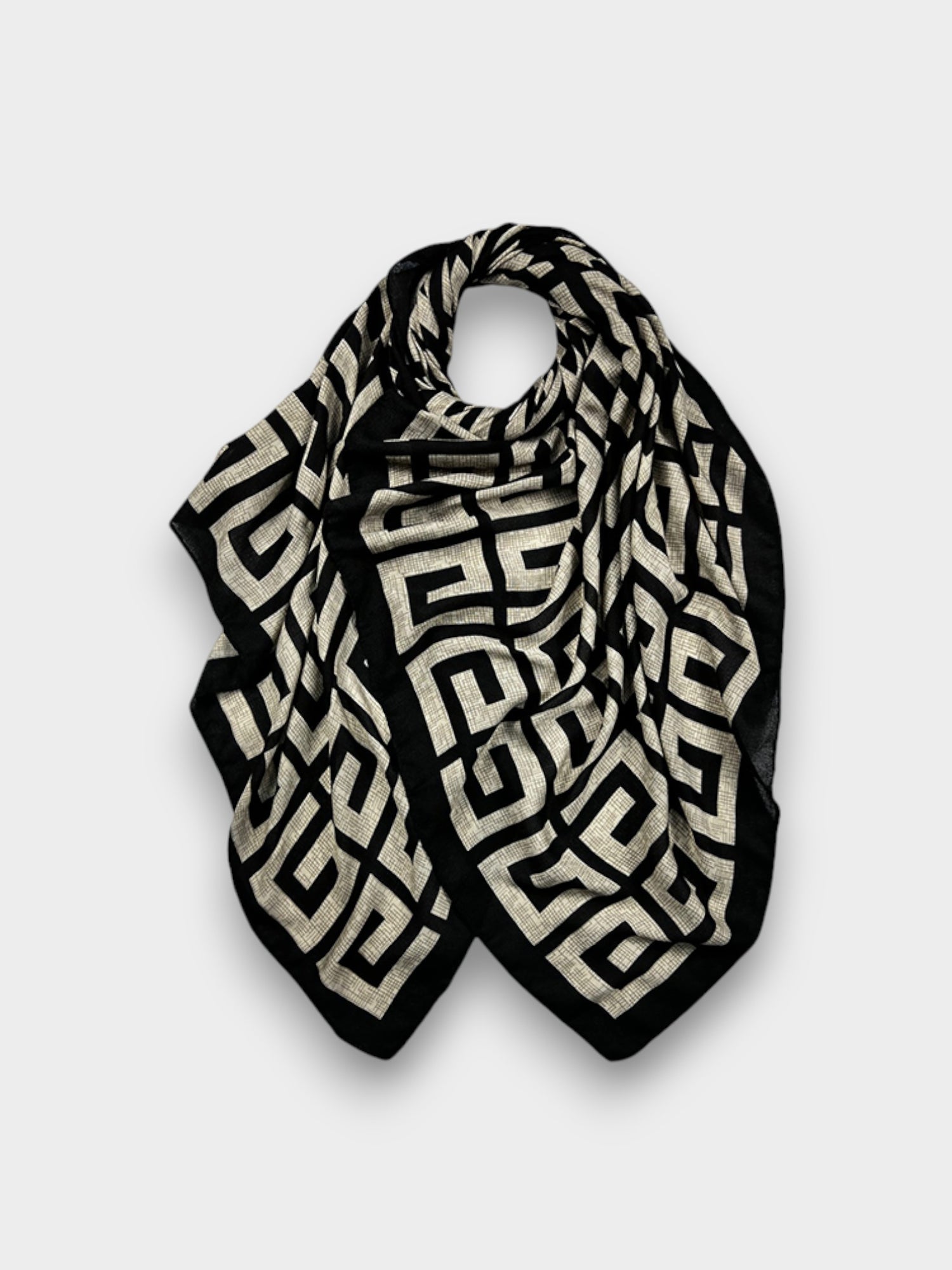 Printed New Maze Lightweight Scarf - Black