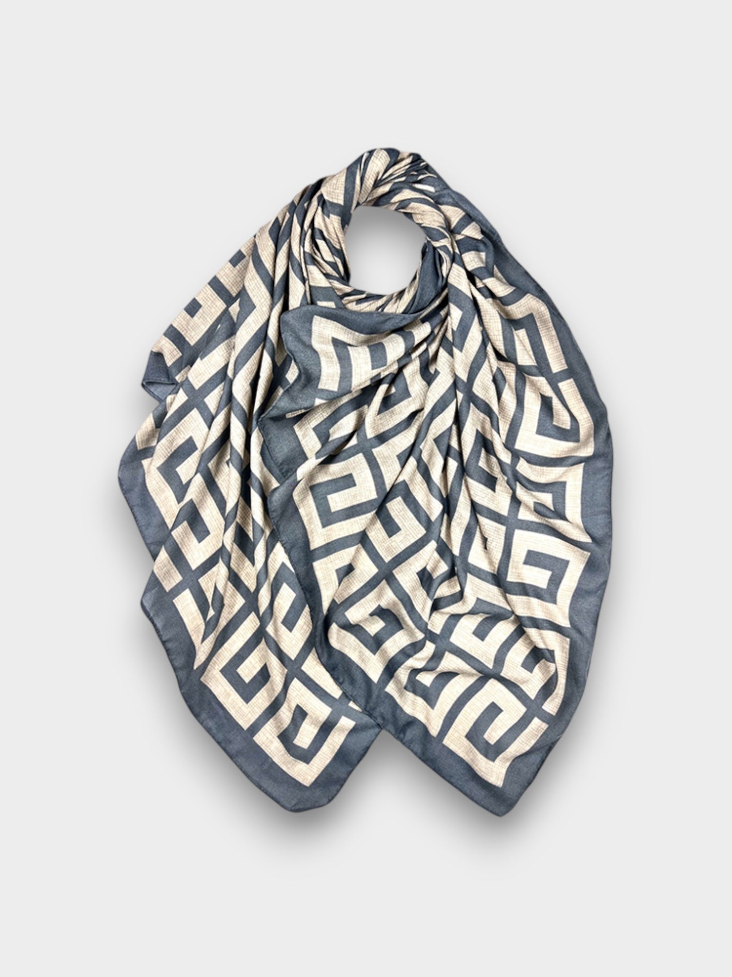 Printed New Maze Lightweight Scarf - Grey