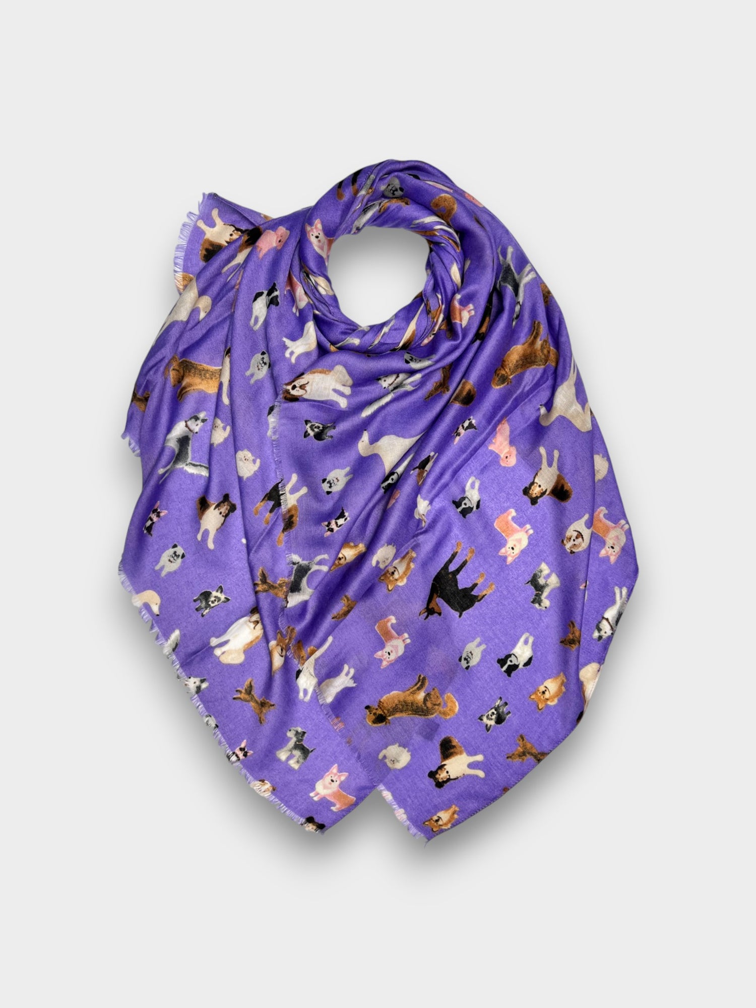 Dog Print With Mix Breeds On Medium Lightweight Scarf - Purple